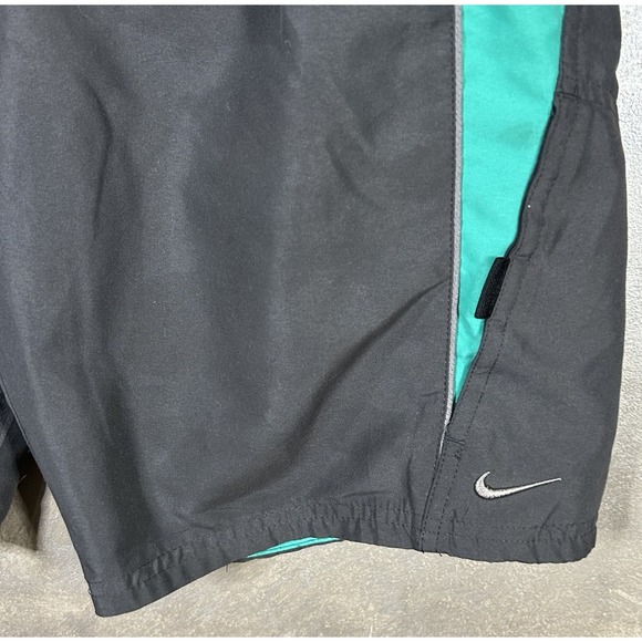 Nike Swim Trunks‎ Shorts Mesh Brief Gray Teal Drawstring Pockets Men's Small - Picture 2 of 8
